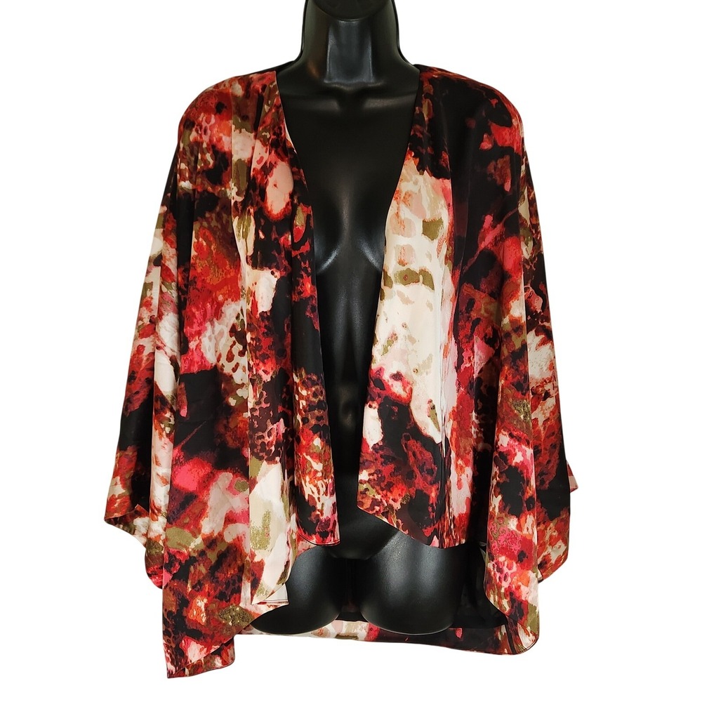Calvin Klein Floral Print Kimono‎ Open Front Lightweight Cover Up Womens Small
